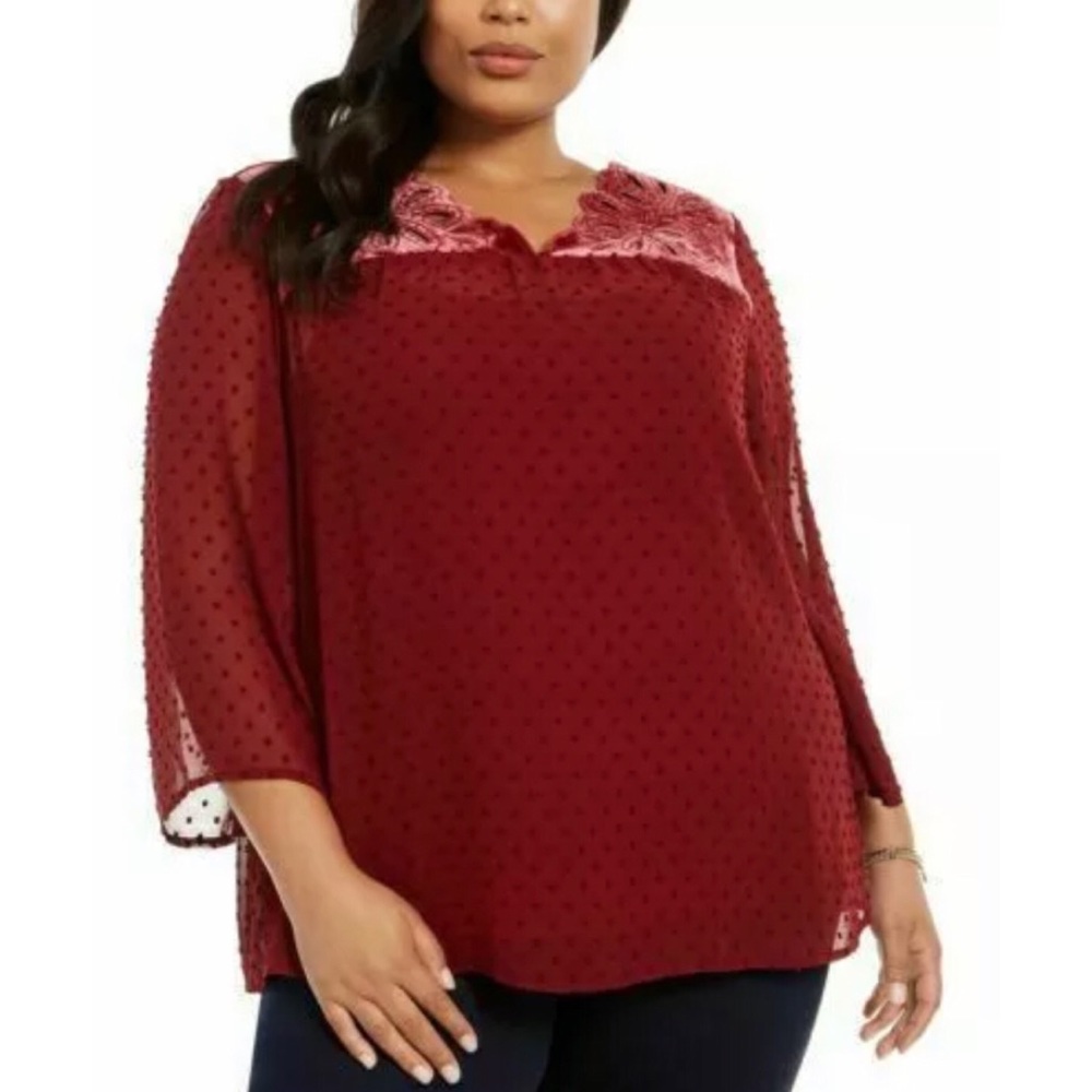 Style & Co Core Plus Fashion Eyelet Red